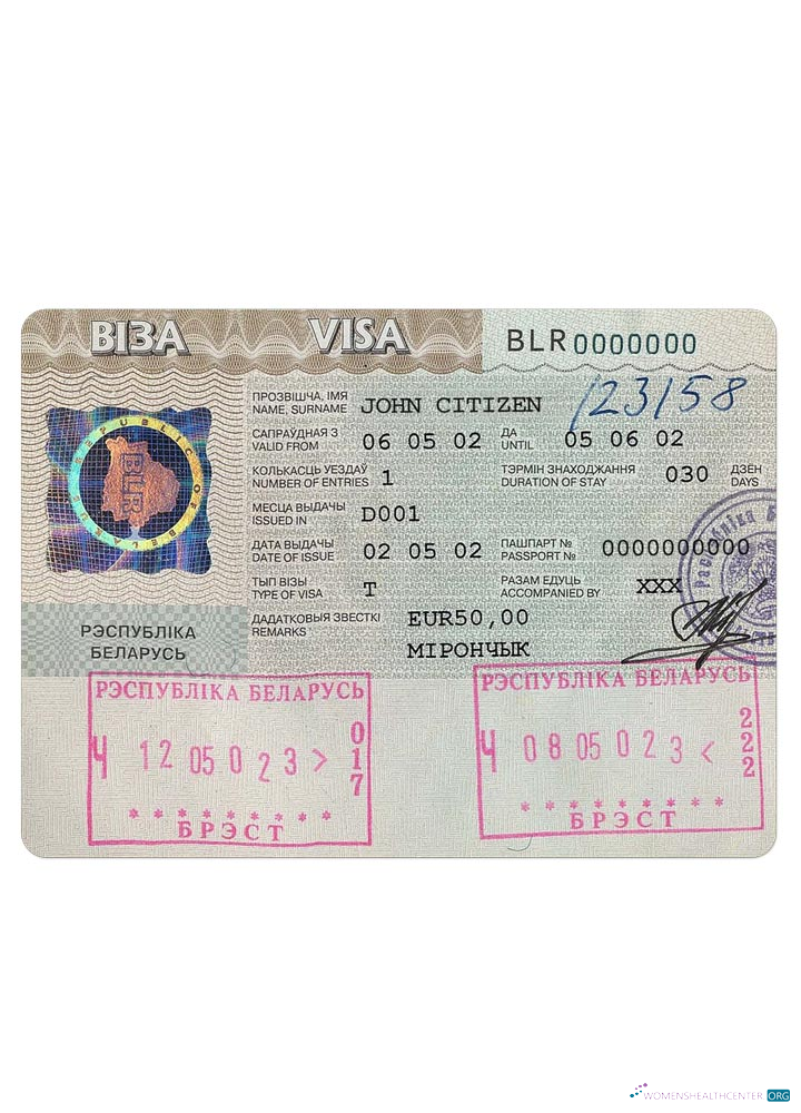 Download BELARUS visa Photoshop template